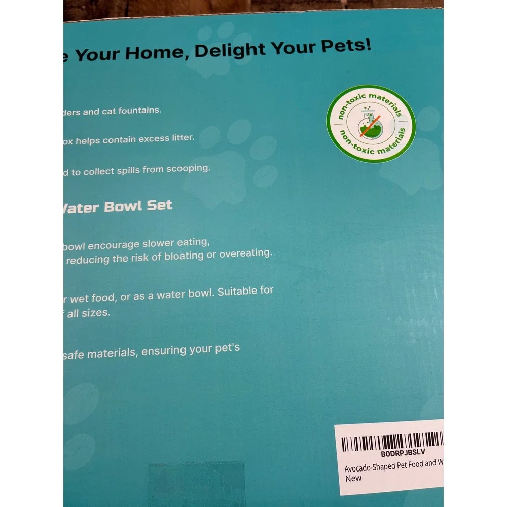 Pet Met Avocado Shaped Pet Slow Feeder‎ and Water Bowl Set with Silicone Mat New